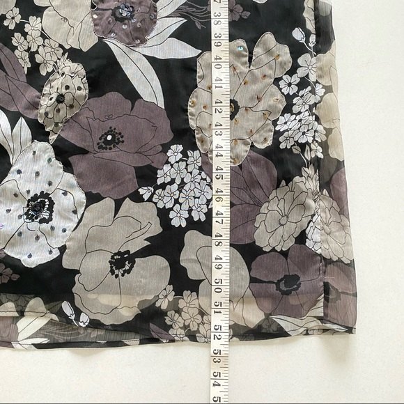 Floral Strappy Maxi Dress Womens size Small V-neck Tie back Beaded Sequins - Picture 14 of 14